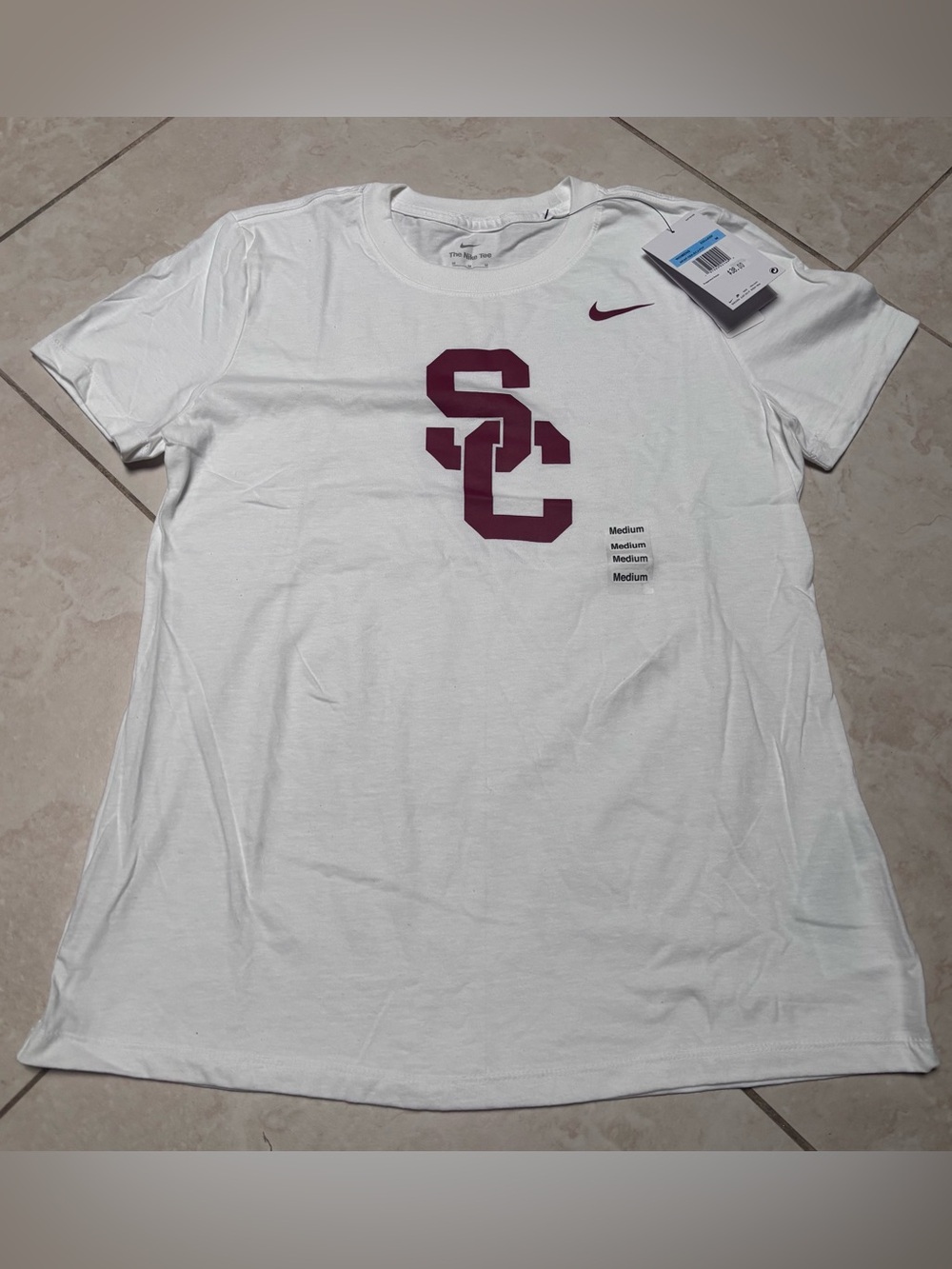 Nike White Short Sleeve Tee with Maroon USC Logo